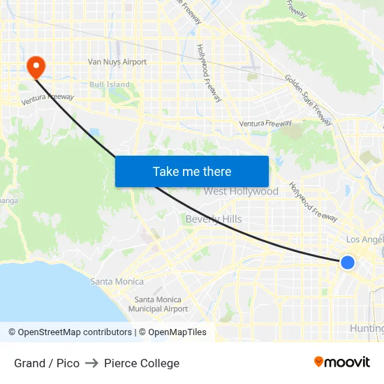 Grand / Pico to Pierce College map