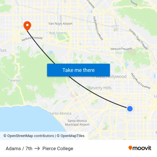 Adams / 7th to Pierce College map