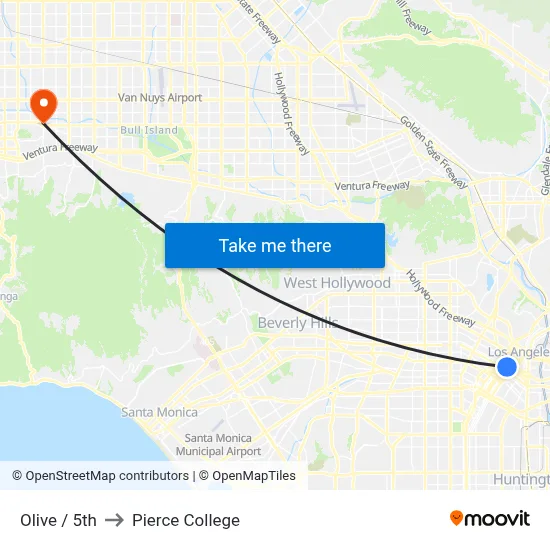 Olive / 5th to Pierce College map