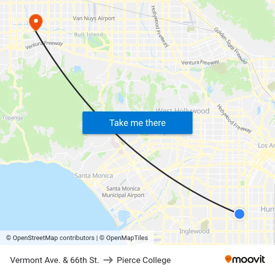 Vermont Ave. & 66th St. to Pierce College map