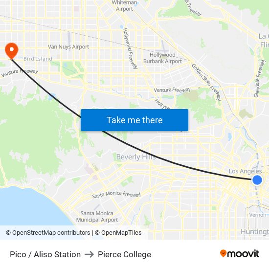 Pico / Aliso Station to Pierce College map