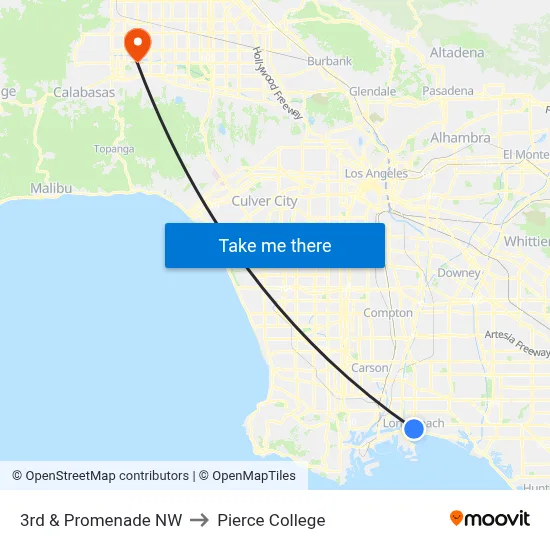 3rd & Promenade NW to Pierce College map