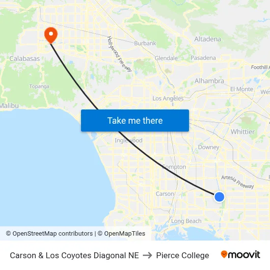 Carson & Los Coyotes Diagonal NE to Pierce College map