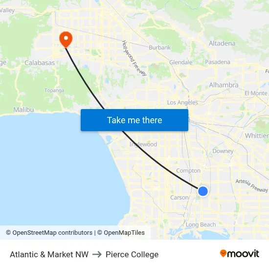 Atlantic & Market NW to Pierce College map