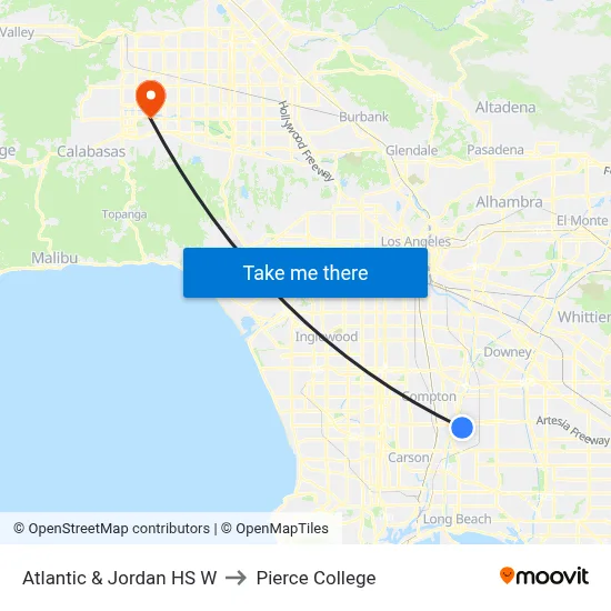 Atlantic & Jordan HS W to Pierce College map
