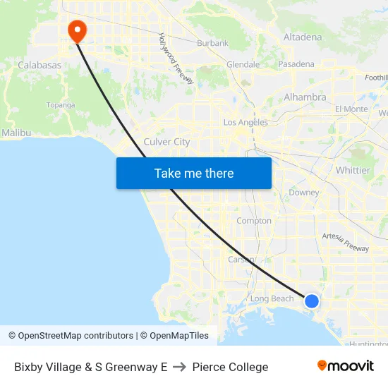 Bixby Village & S Greenway E to Pierce College map