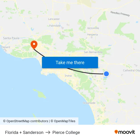 Florida + Sanderson to Pierce College map