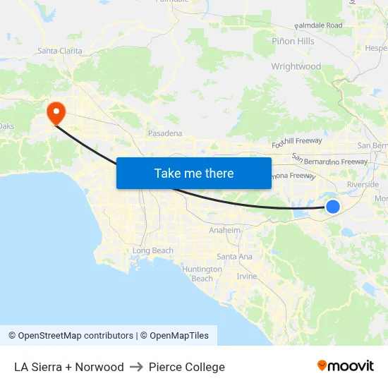 LA Sierra + Norwood to Pierce College map