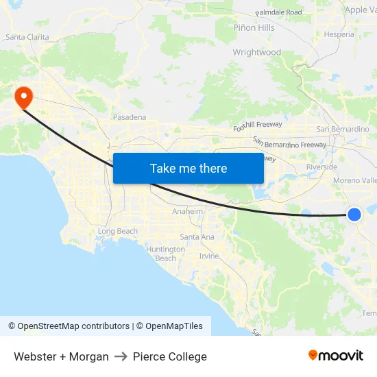 Webster + Morgan to Pierce College map