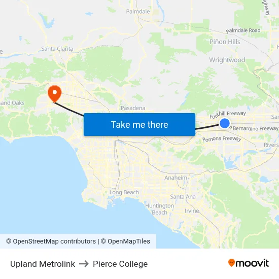 Upland Metrolink to Pierce College map