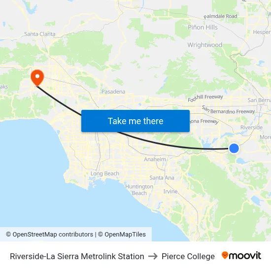 Riverside-La Sierra Metrolink Station to Pierce College map
