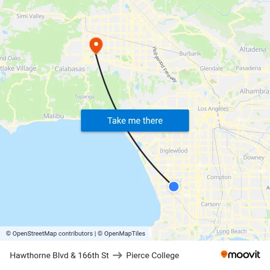 Hawthorne Blvd & 166th St to Pierce College map