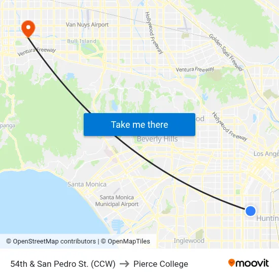 54th & San Pedro St. (CCW) to Pierce College map