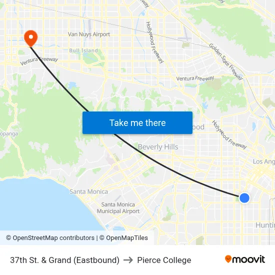 37th St. & Grand (Eastbound) to Pierce College map