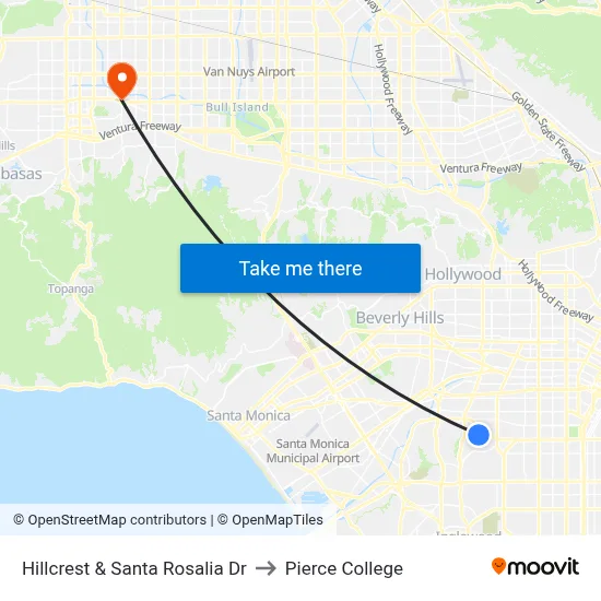 Hillcrest & Santa Rosalia Dr to Pierce College map