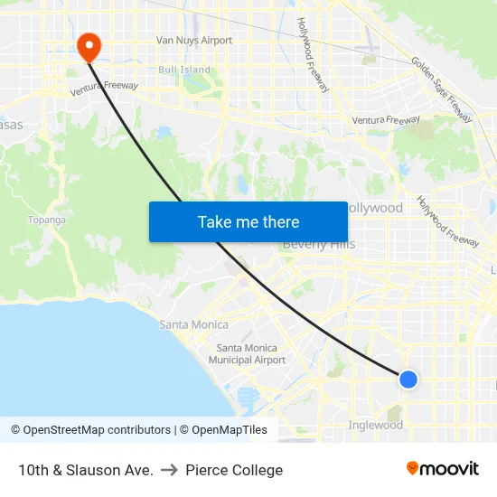 10th & Slauson Ave. to Pierce College map