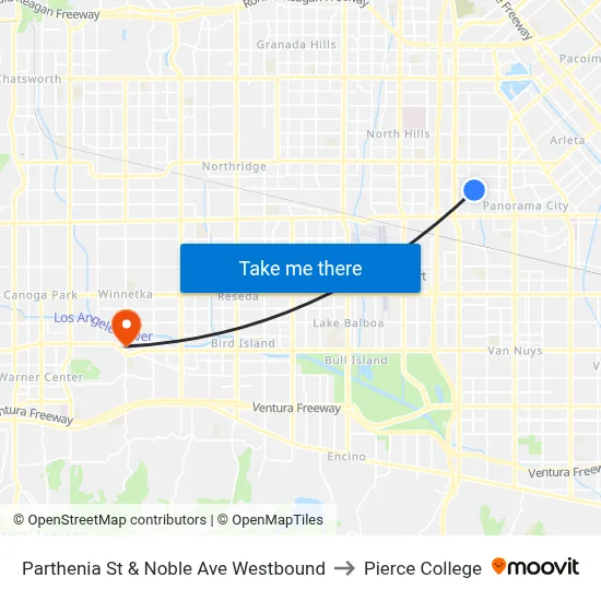 Parthenia St & Noble Ave Westbound to Pierce College map