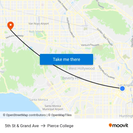 5th St & Grand Ave to Pierce College map