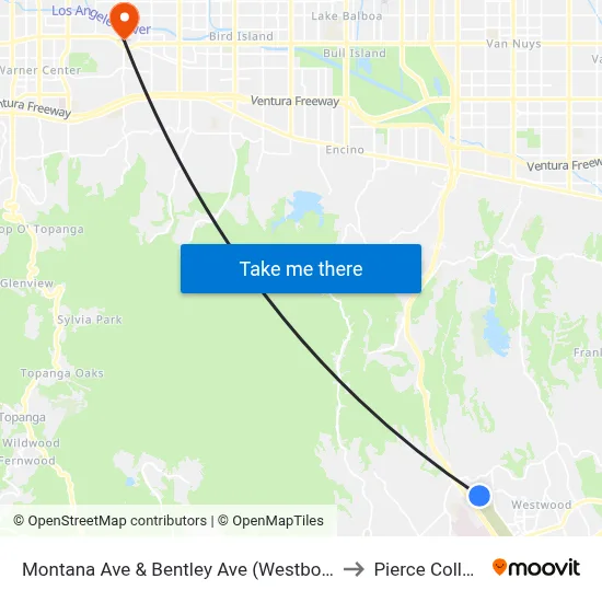 Montana Ave & Bentley Ave (Westbound) to Pierce College map