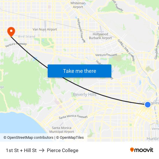 1st St + Hill St to Pierce College map