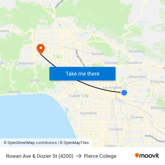 Rowan Ave & Dozier St (4200) to Pierce College map
