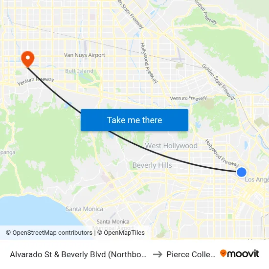 Alvarado St & Beverly Blvd (Northbound) to Pierce College map