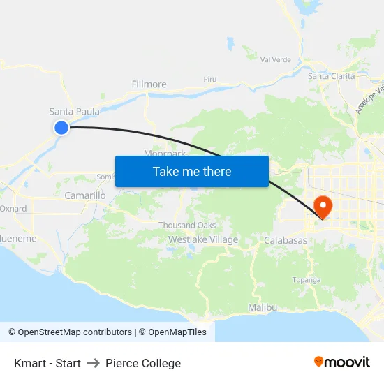 Kmart - Start to Pierce College map