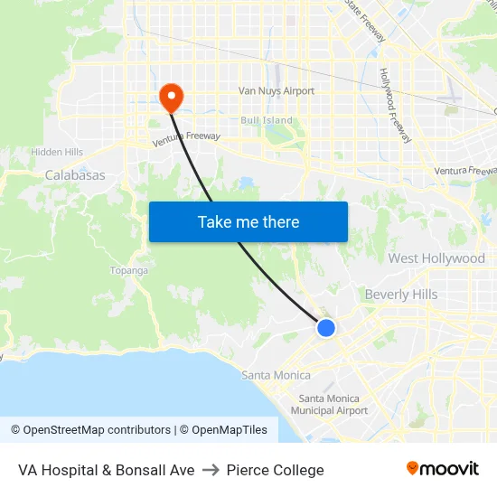 VA Hospital  & Bonsall Ave to Pierce College map