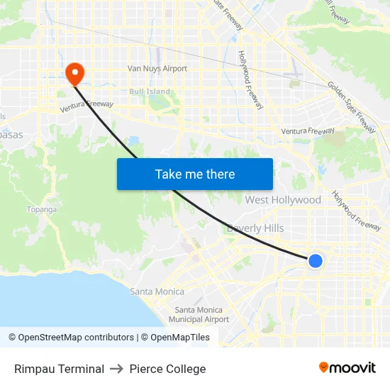 Rimpau Terminal to Pierce College map