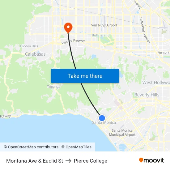 Montana Ave & Euclid St to Pierce College map