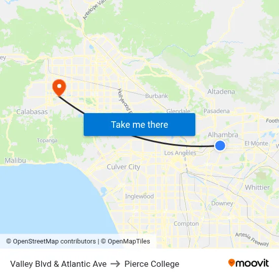 Valley Blvd & Atlantic Ave to Pierce College map