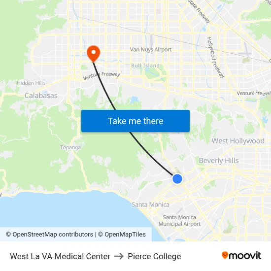 West La VA Medical Center to Pierce College map