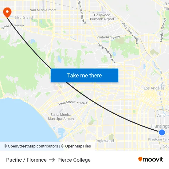 Pacific / Florence to Pierce College map