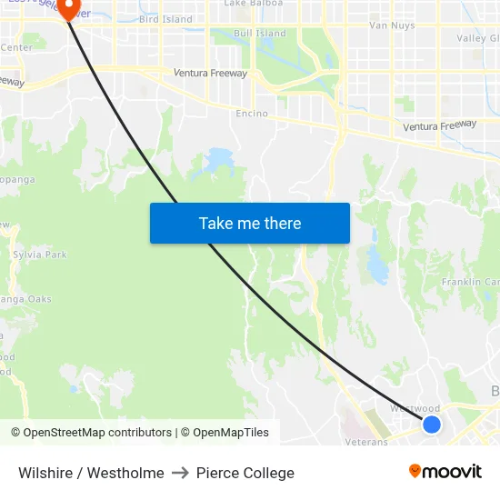 Wilshire / Westholme to Pierce College map