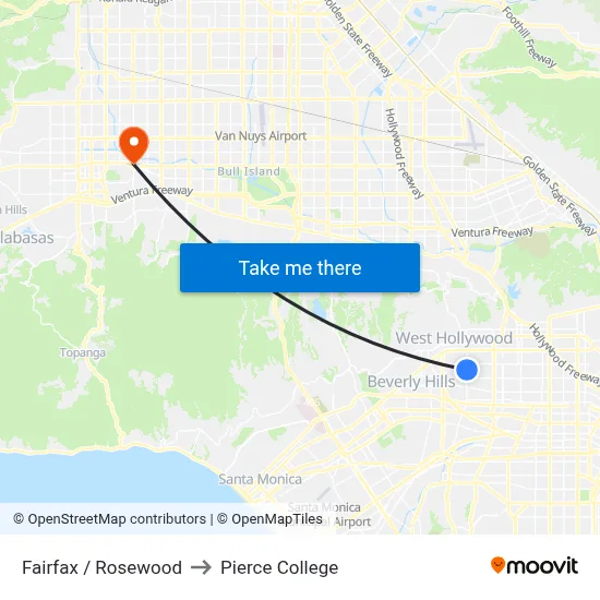 Fairfax / Rosewood to Pierce College map