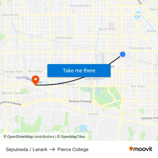 Sepulveda / Lanark to Pierce College map