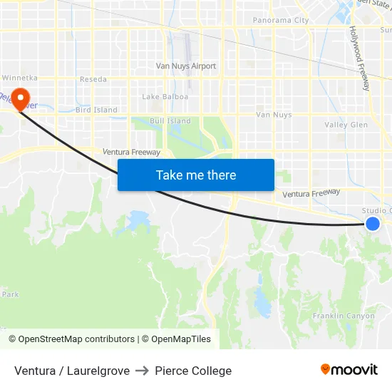 Ventura / Laurelgrove to Pierce College map