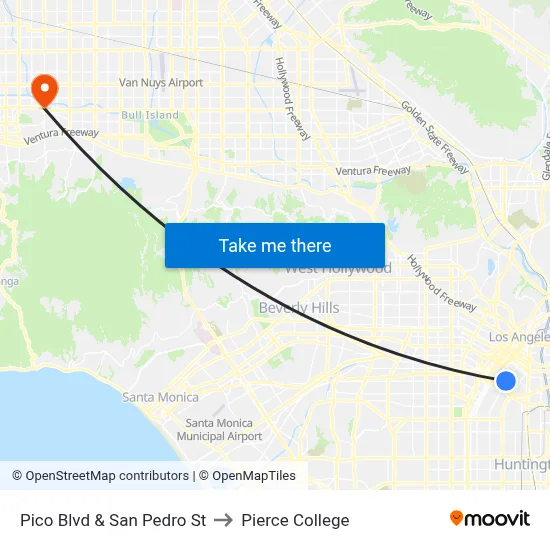 Pico Blvd & San Pedro St to Pierce College map