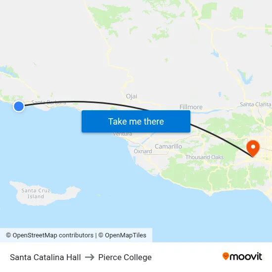 Santa Catalina Hall to Pierce College map