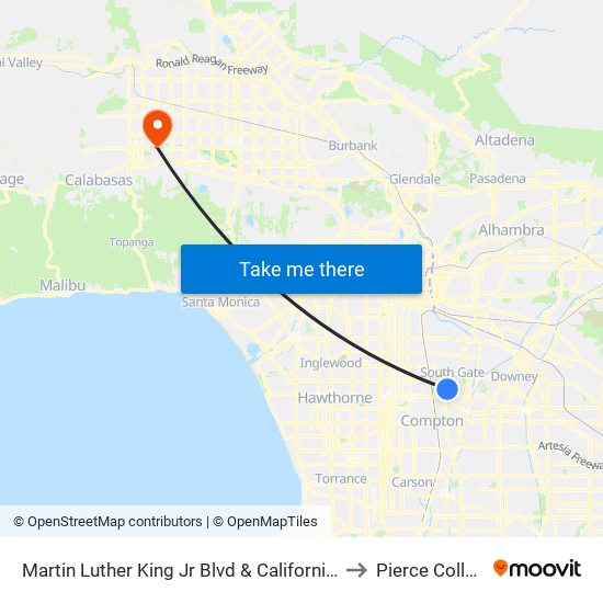 Martin Luther King Jr Blvd & California Ave to Pierce College map