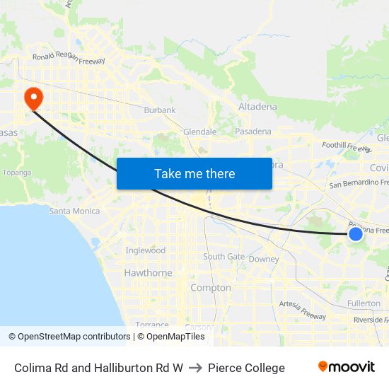 Colima Rd and Halliburton Rd W to Pierce College map