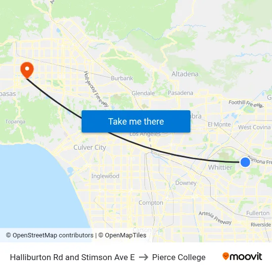 Halliburton Rd and Stimson Ave E to Pierce College map
