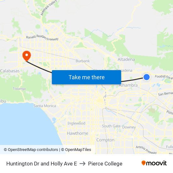 Huntington Dr and Holly Ave  E to Pierce College map