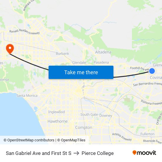 San Gabriel Ave and First St S to Pierce College map