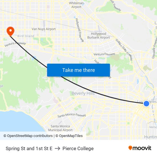 Spring St and 1st St E to Pierce College map