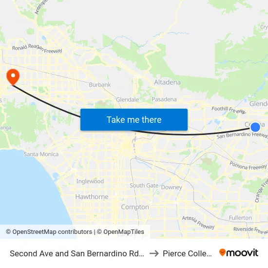 Second Ave and San Bernardino Rd S to Pierce College map
