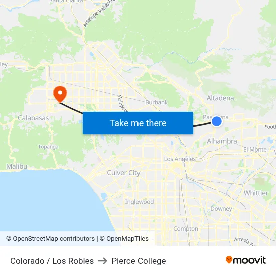 Colorado / Los Robles to Pierce College map
