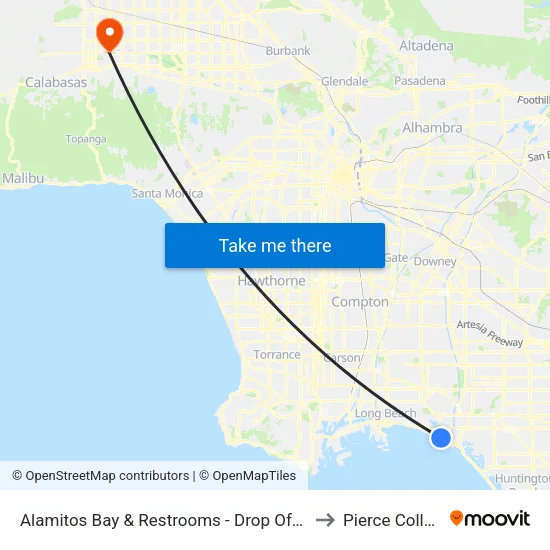 Alamitos Bay & Restrooms - Drop Off Only to Pierce College map
