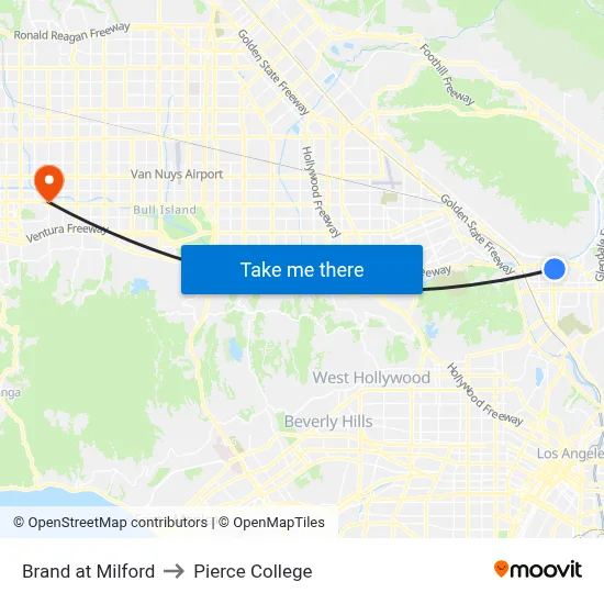 Brand at Milford to Pierce College map