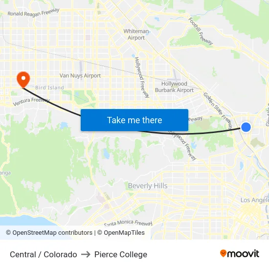 Central / Colorado to Pierce College map